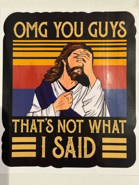Graphic Sticker "OMG YOU GUYS" Jesus Facepalm - Vintage Colors x 2